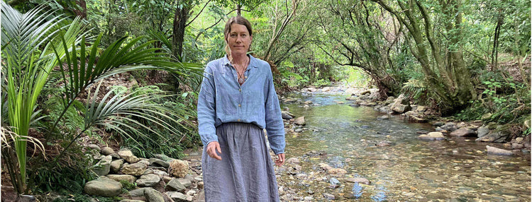 Woman walking in the forest