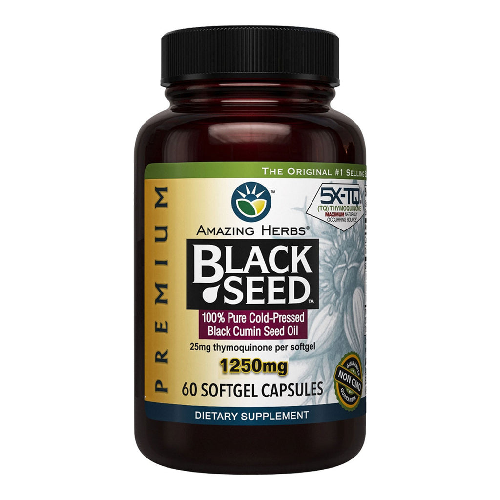Amazing Herbs Black Seed 100% Pure Cold-Pressed Black Cumin Seed Oil 1250mg _1