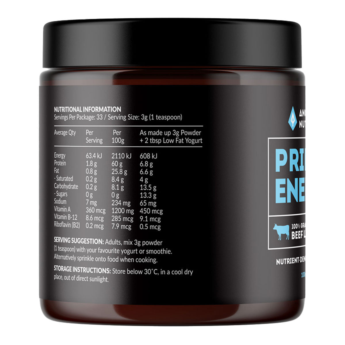 ANCESTRAL NUTRITION Primal Energy Powder 100% Grass Fed Beef Liver _2