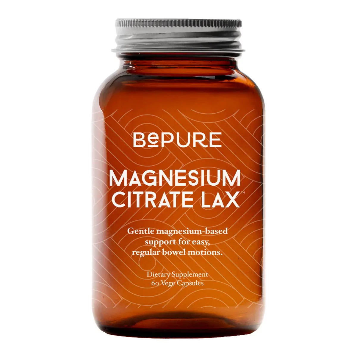 Brown supplement bottle labeled 'Bepure Magnesium Citrate Lax' on a white background.