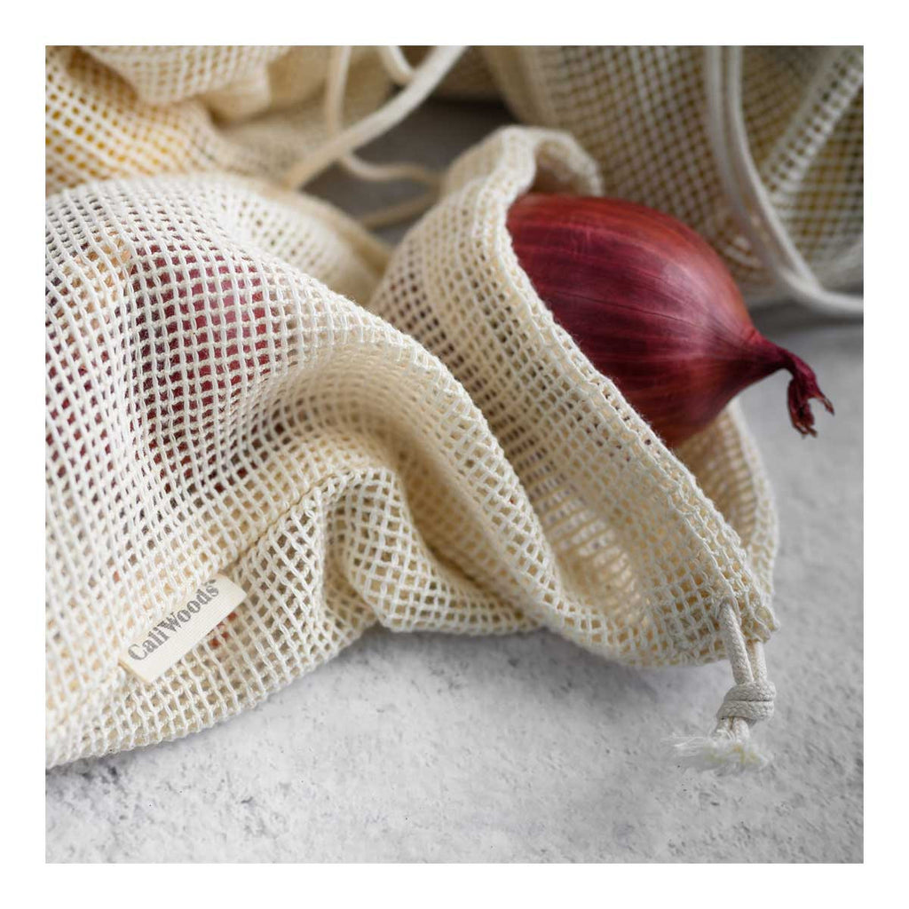 CaliWoods Organic Cotton Produce Bags - Washable _3