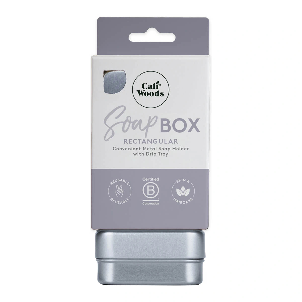 Cali Woods soap holder packaging on a white background