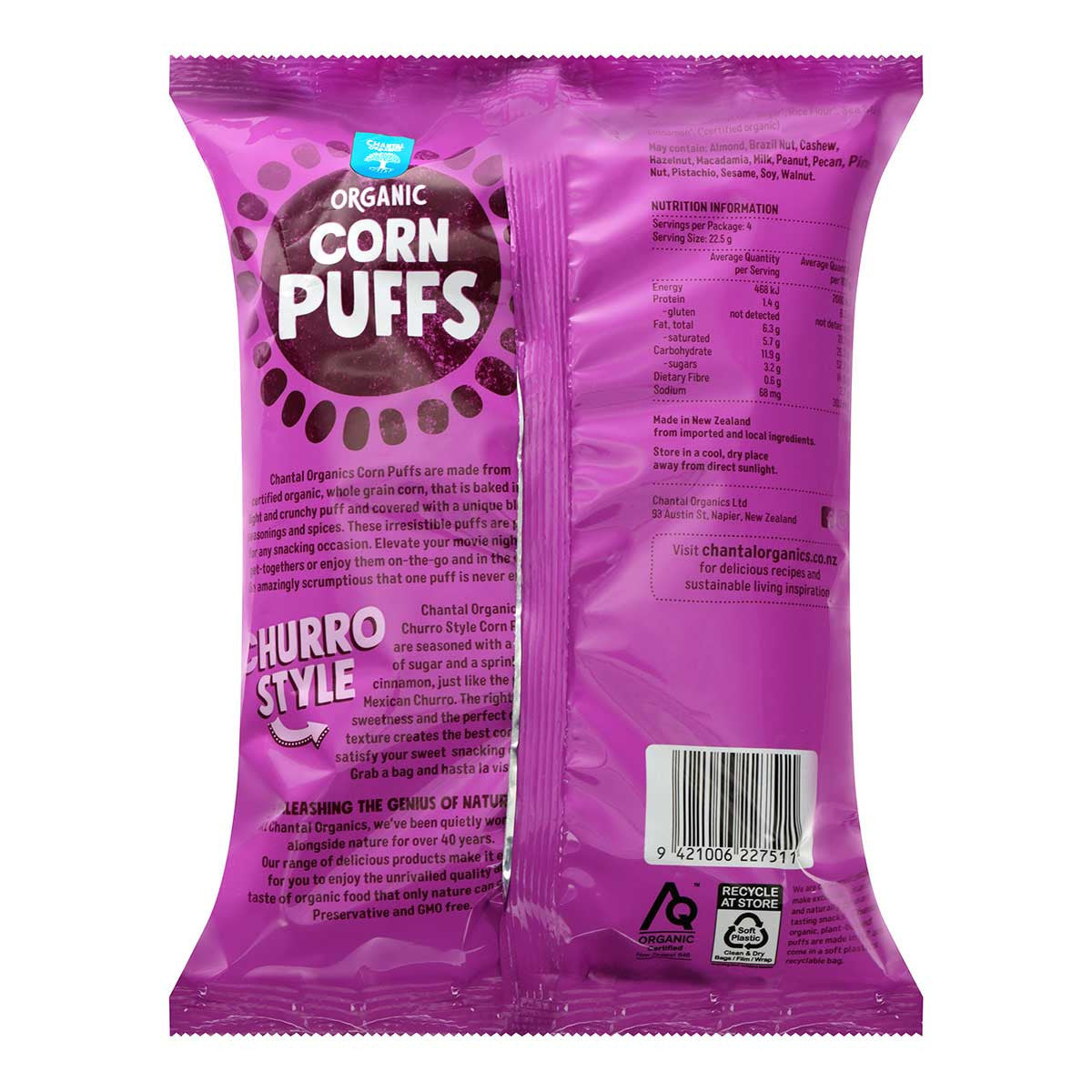 Chantal Organics Organic Corn Puffs - Churro Style _2