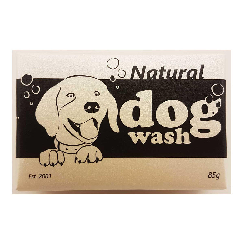 Package of 'Natural Dog Wash' with a dog illustration on a white background.
