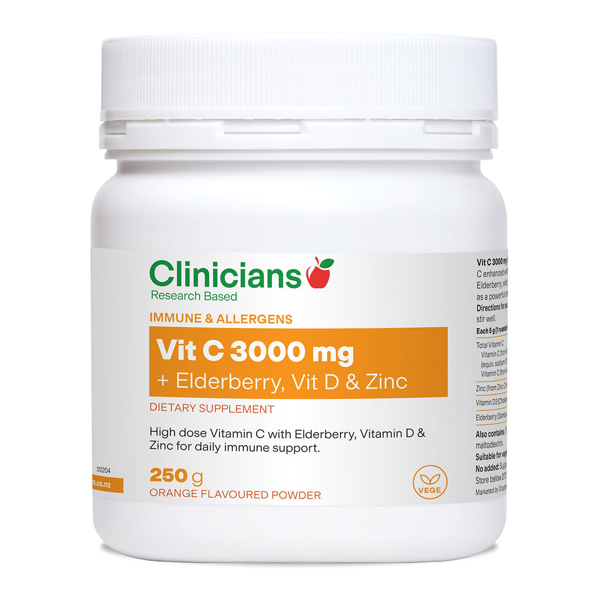 Clinicians Vit C 3000mg + Elderberry, Vit D & Zinc _1