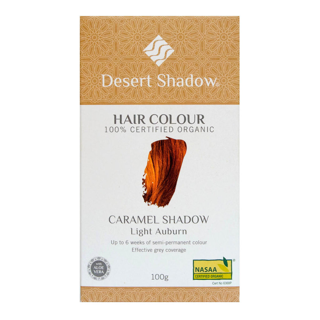 Desert Shadow hair color package for light auburn hair on a white background.