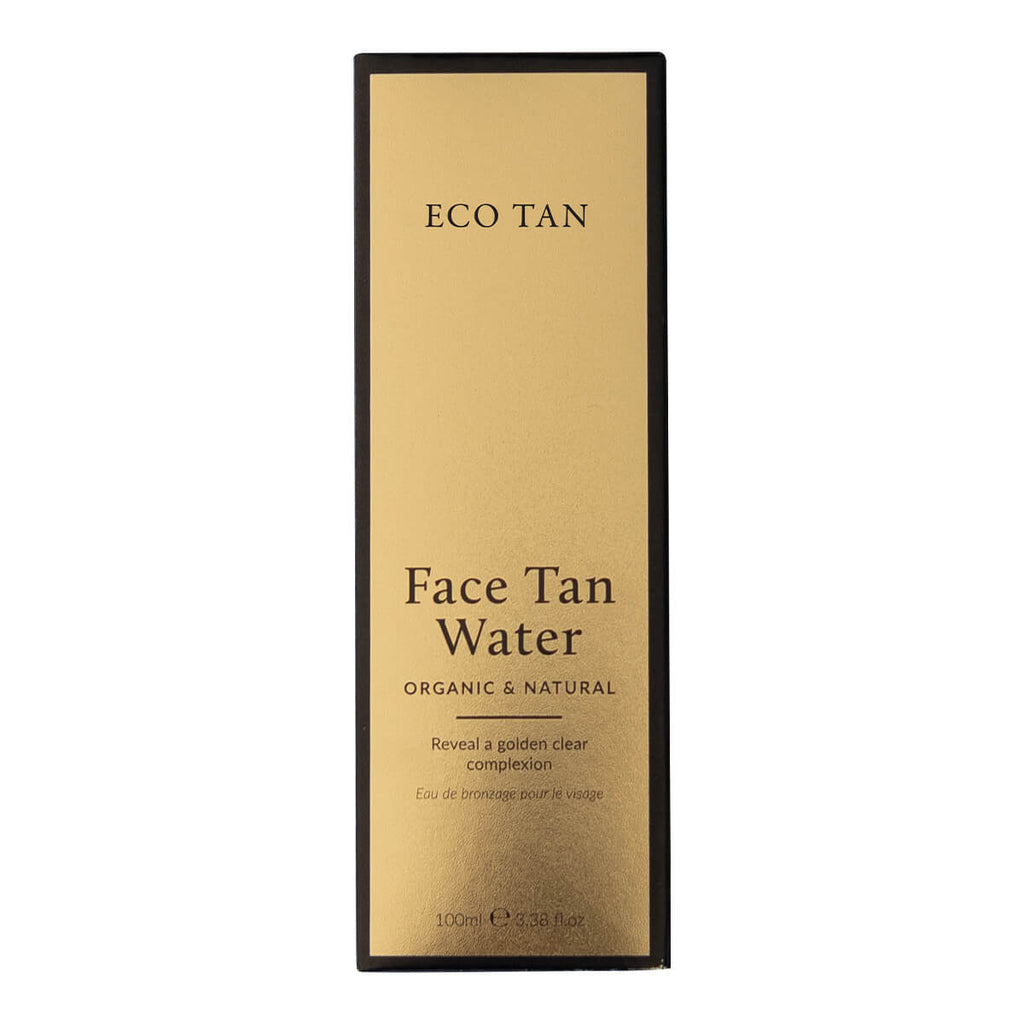 Eco Tan Face Tan Water packaging on a white background.