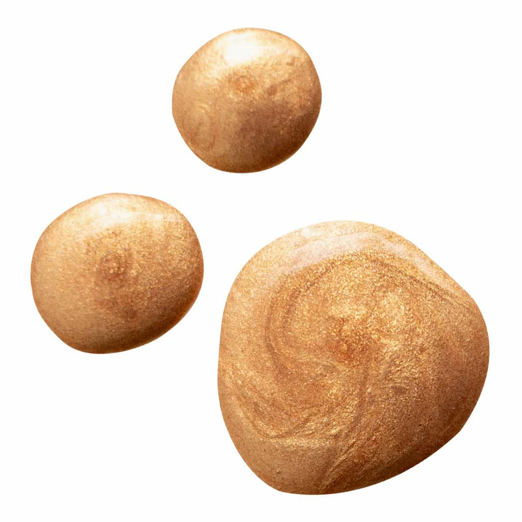 Three droplets on a white background.