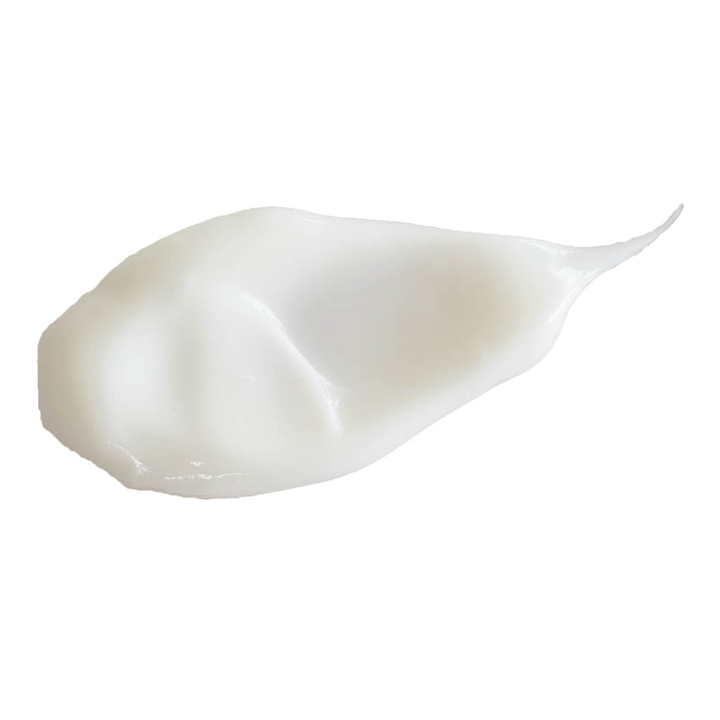 White cream swatch on a white background.