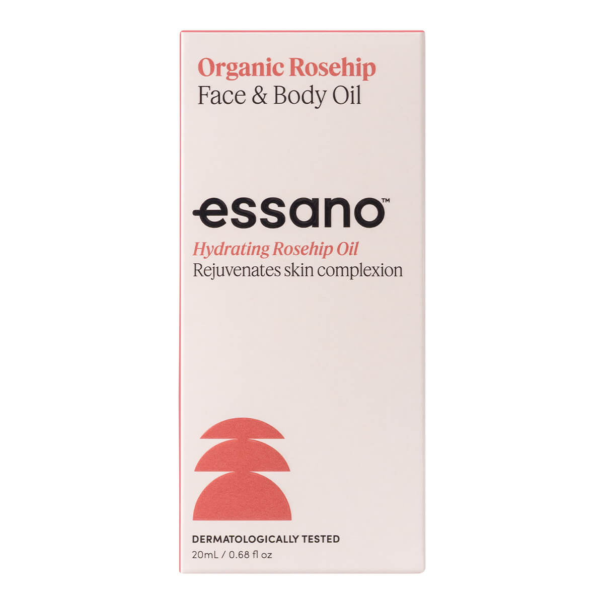 Essano Organic Rosehip Face & Body Oil packaging on a white background