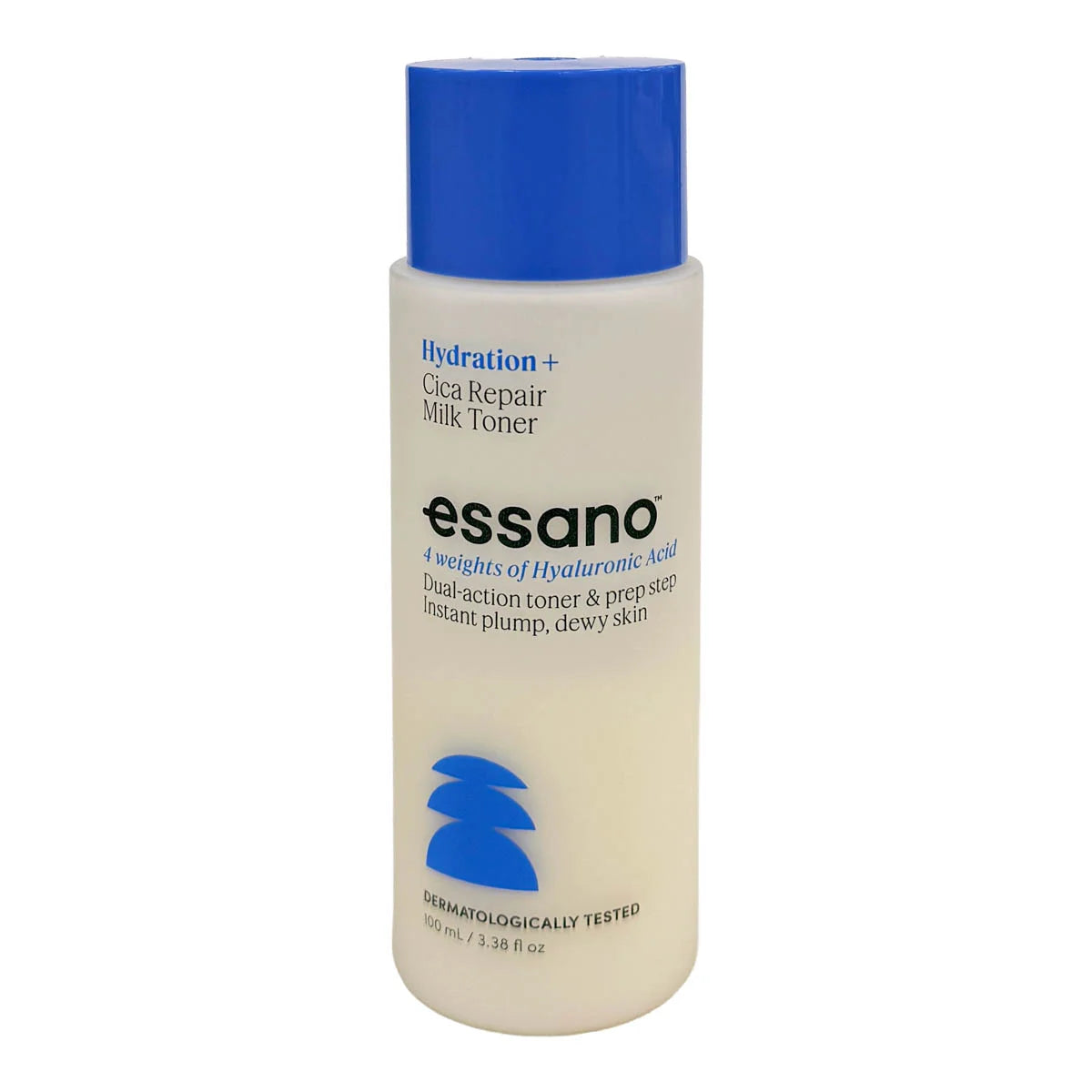 Essano Cica Repair Milk Toner bottle with blue cap on a white background