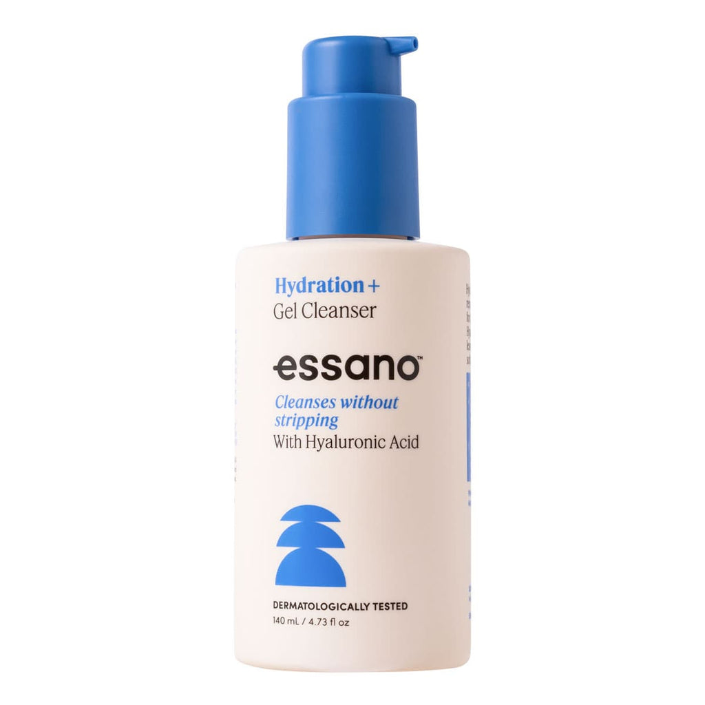 Essano Hydration+ Gel Cleanser bottle on a white background.