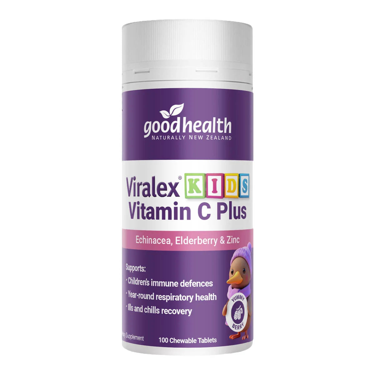 Good Health Viralex Kids Vitamin C Plus supplement container on a white background
