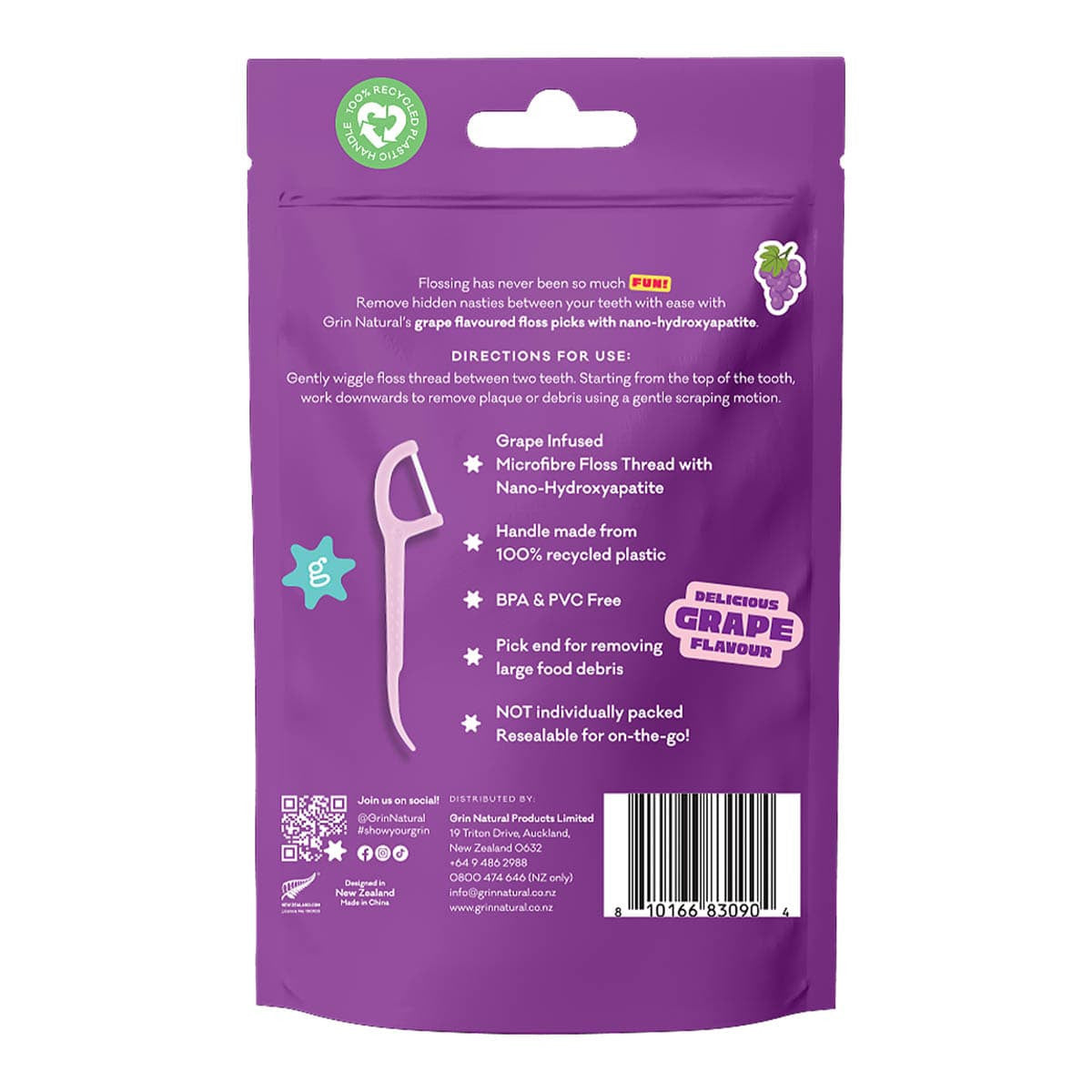 Grin Ultra Smooth Grape Flavoured Floss Picks _2