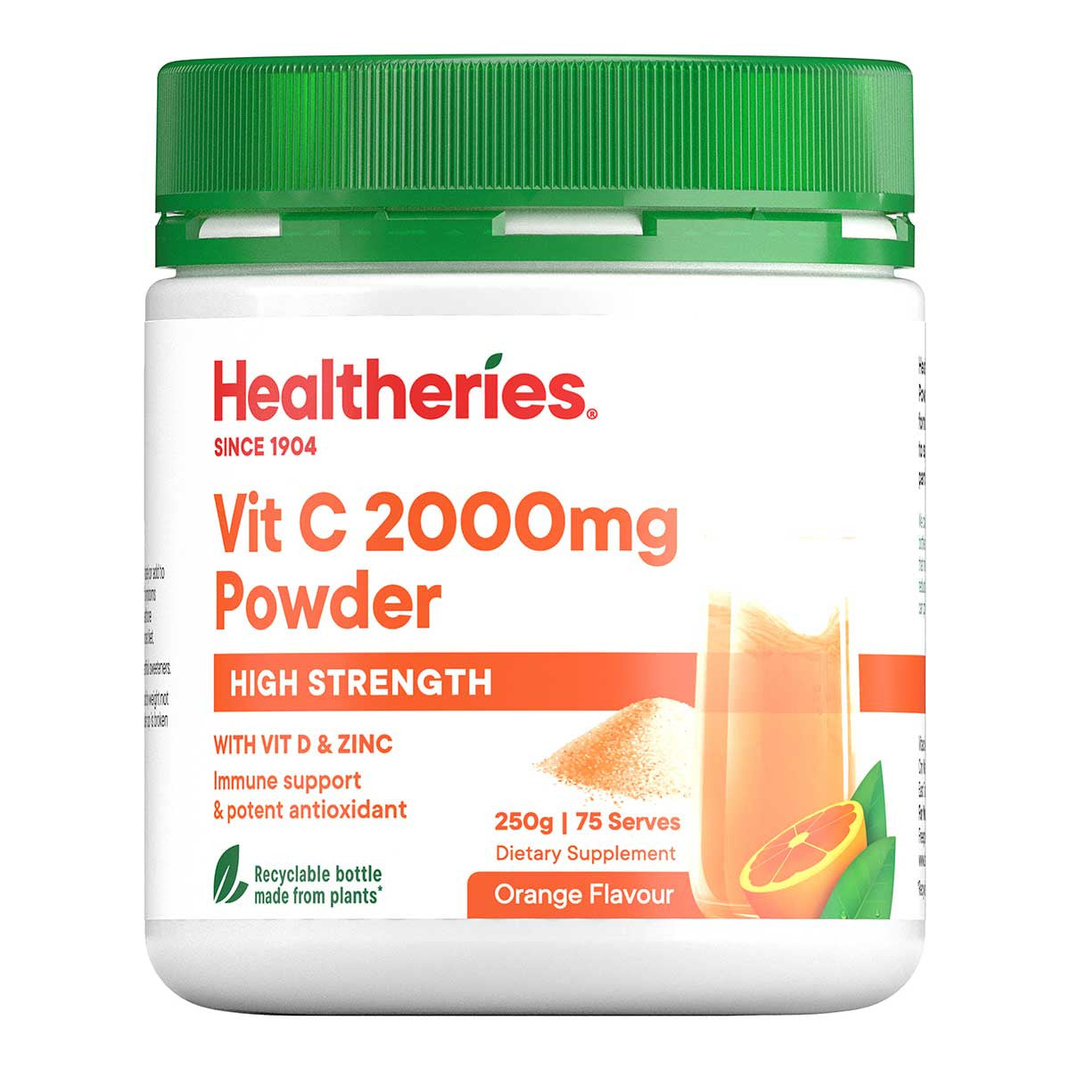 Healtheries Vit C 2000mg Powder High Strength With Vit D & Zinc _1
