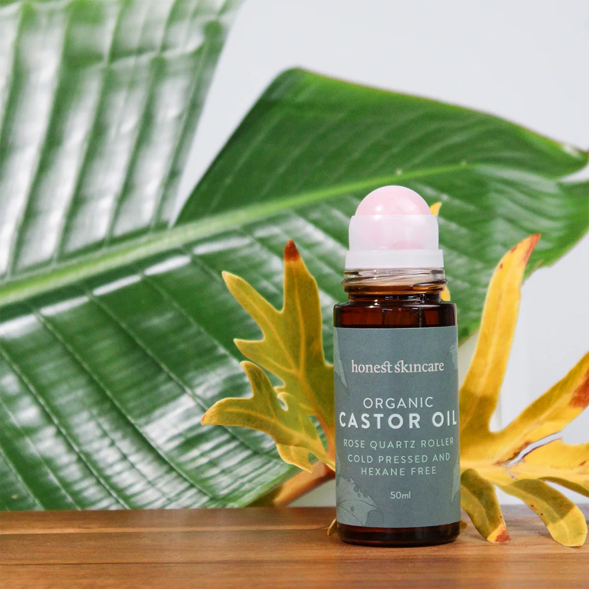 Organic Castor Oil Rose Quartz Roller