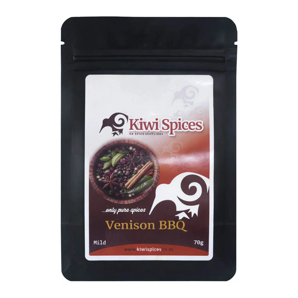 Kiwi Spices Venison BBQ spice package on a white background