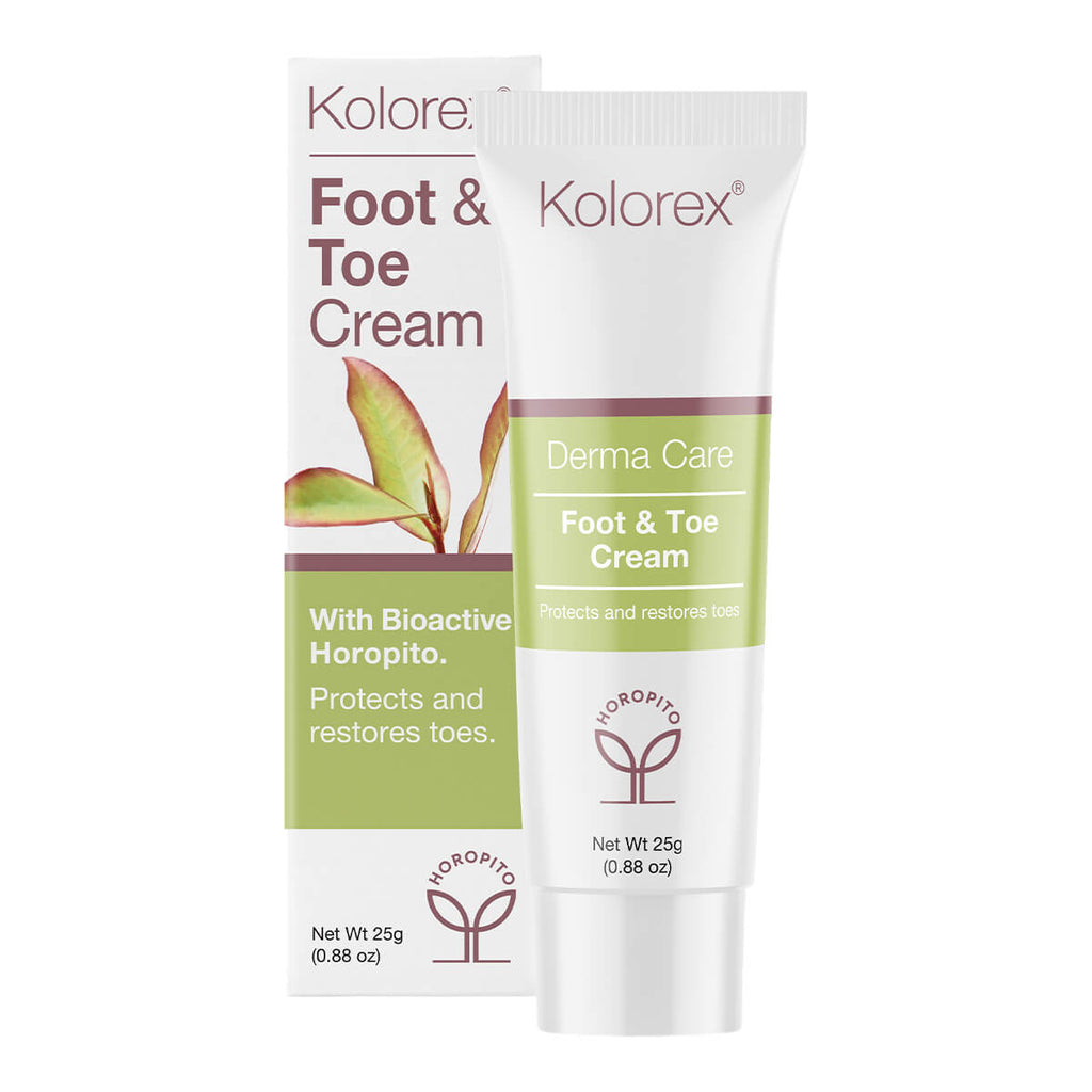 Kolorex Foot & Toe Cream packaging on a white background.
