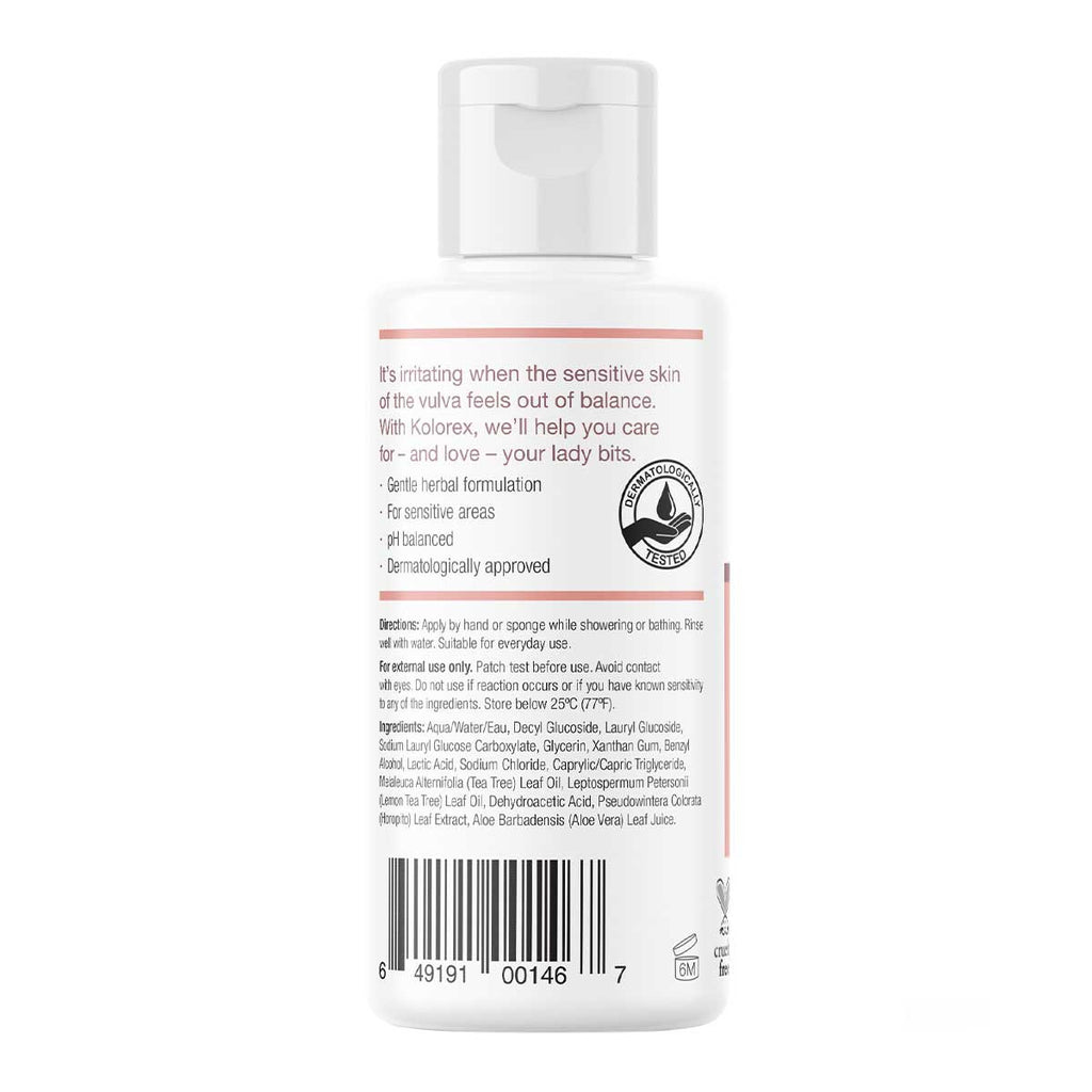 Back label of a Kolorex product on a white background.