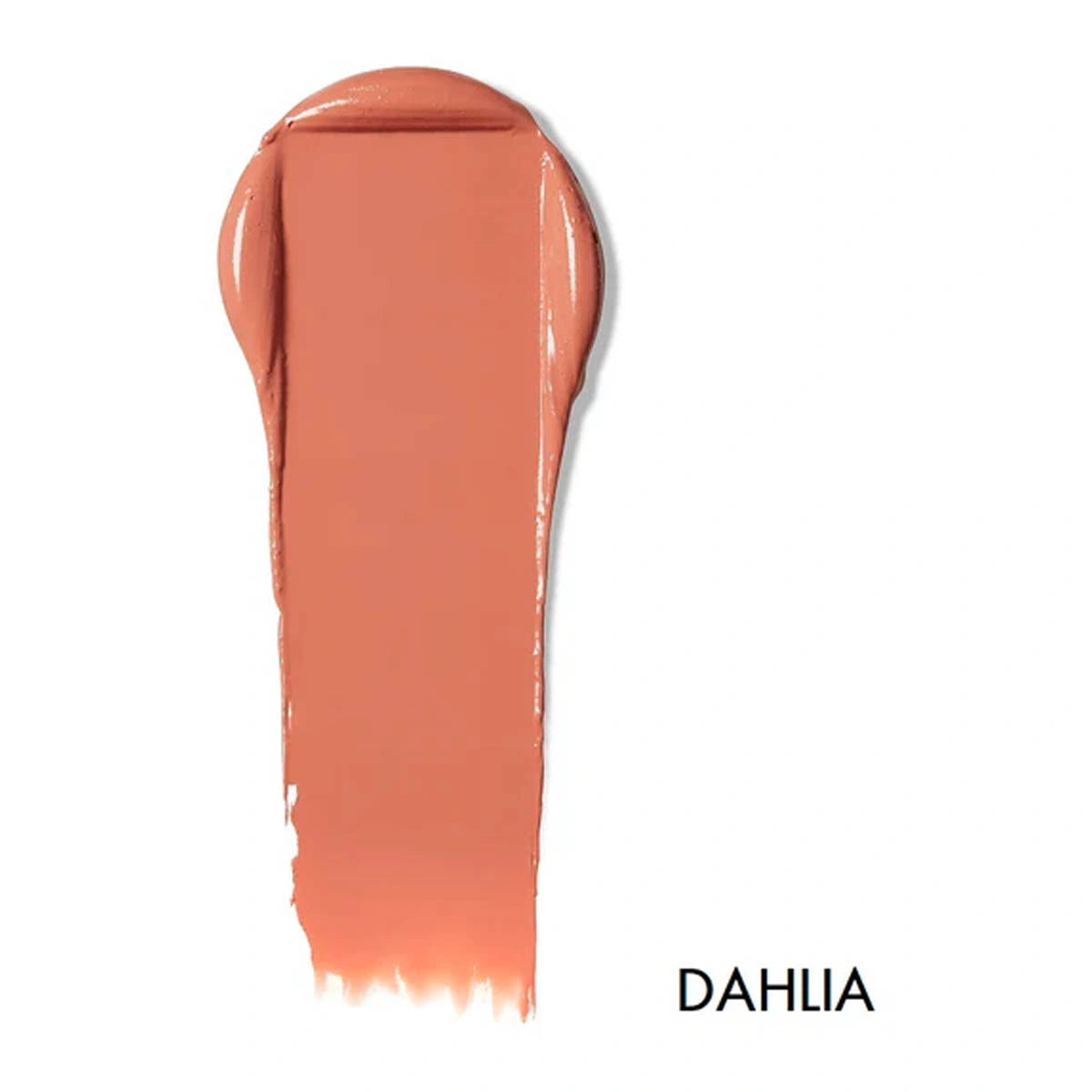 Swatch of lip & cheek cream in the shade 'Dahlia'. Warm pink-coral toned nude.