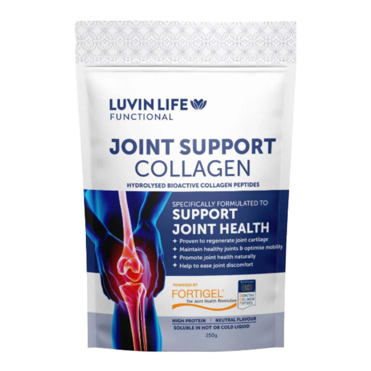 Luvin Life Functional Joint Support Collagen package on a white background.