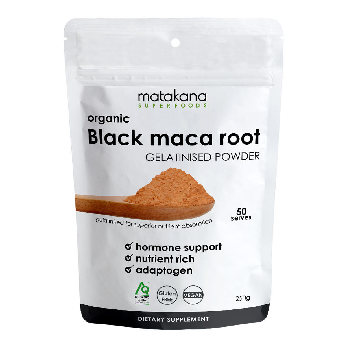 Matakana Superfoods Black Maca Root Organic Gelatinised Powder_1