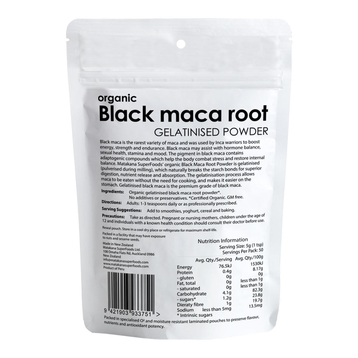 Matakana Superfoods Black Maca Root Organic Gelatinised Powder_2