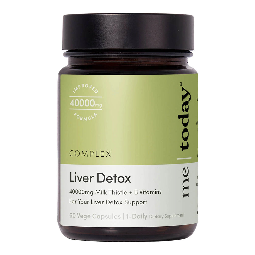 Supplement bottle labeled 'Liver Detox' with green and black design on a white background