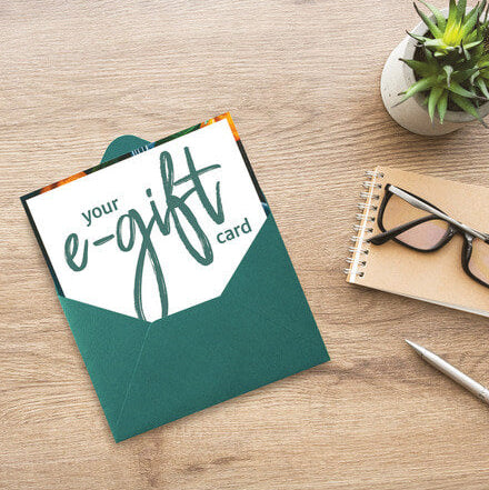 gift card on wooden table