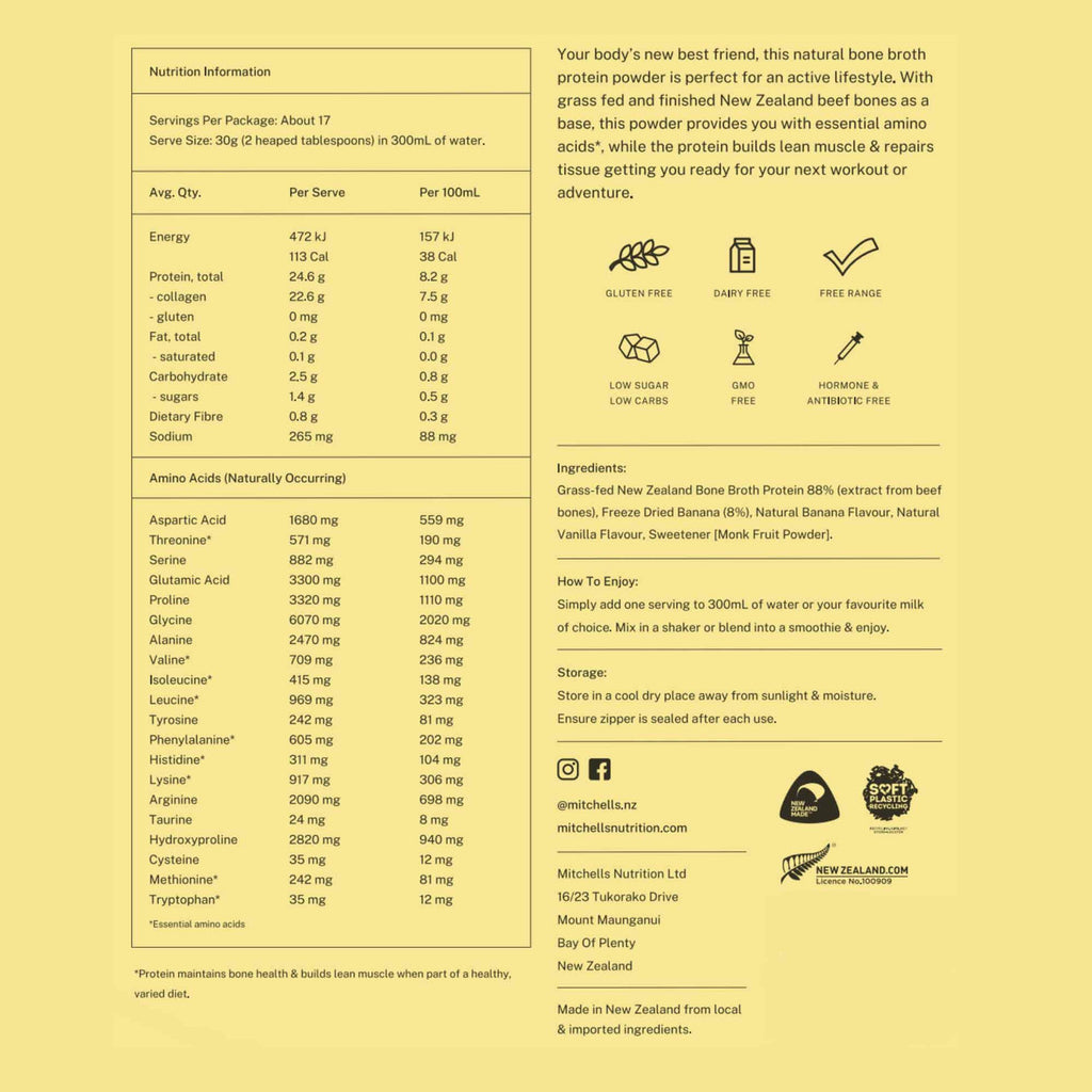Mitchells Nutrition Bone Broth Protein Powder - Banana _3