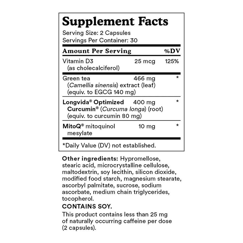 A supplement facts label showing a white box with black text.