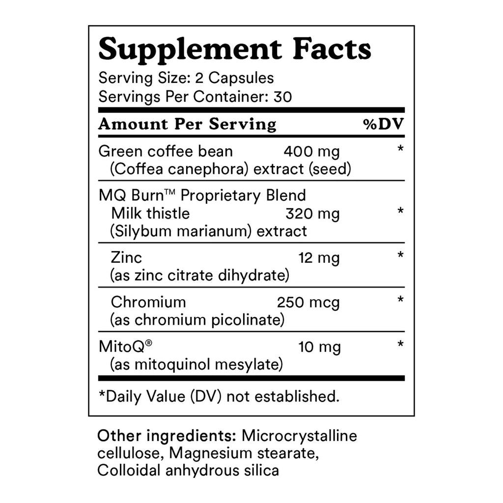 A supplement facts label showing a supplement bottle's nutrition panel with ingredients listed.