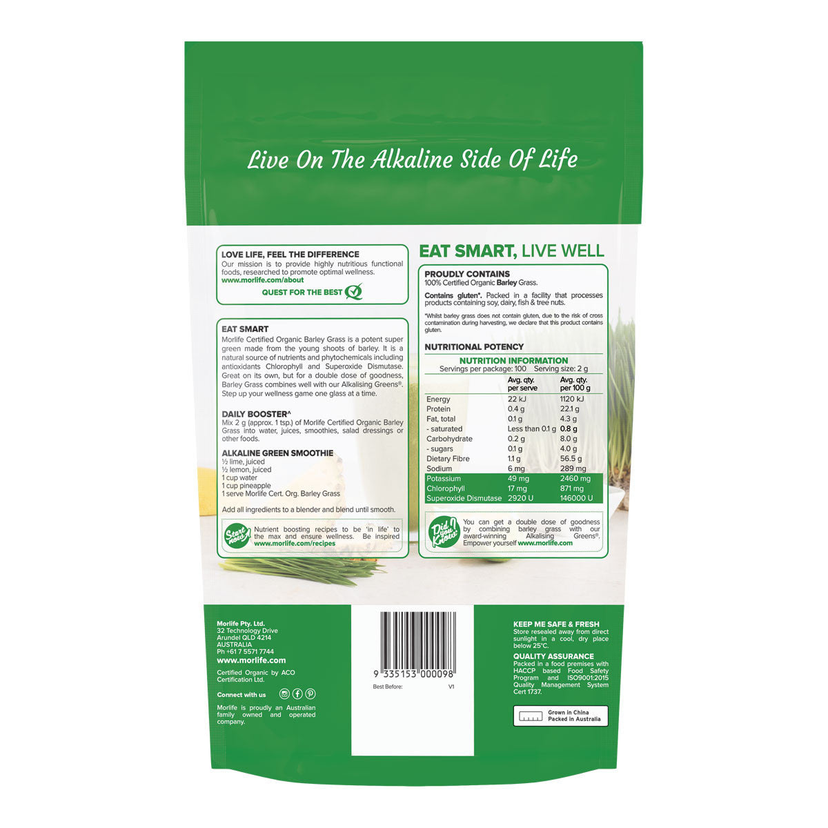 Morlife Barley Grass Powder - Natural Wholefood_2