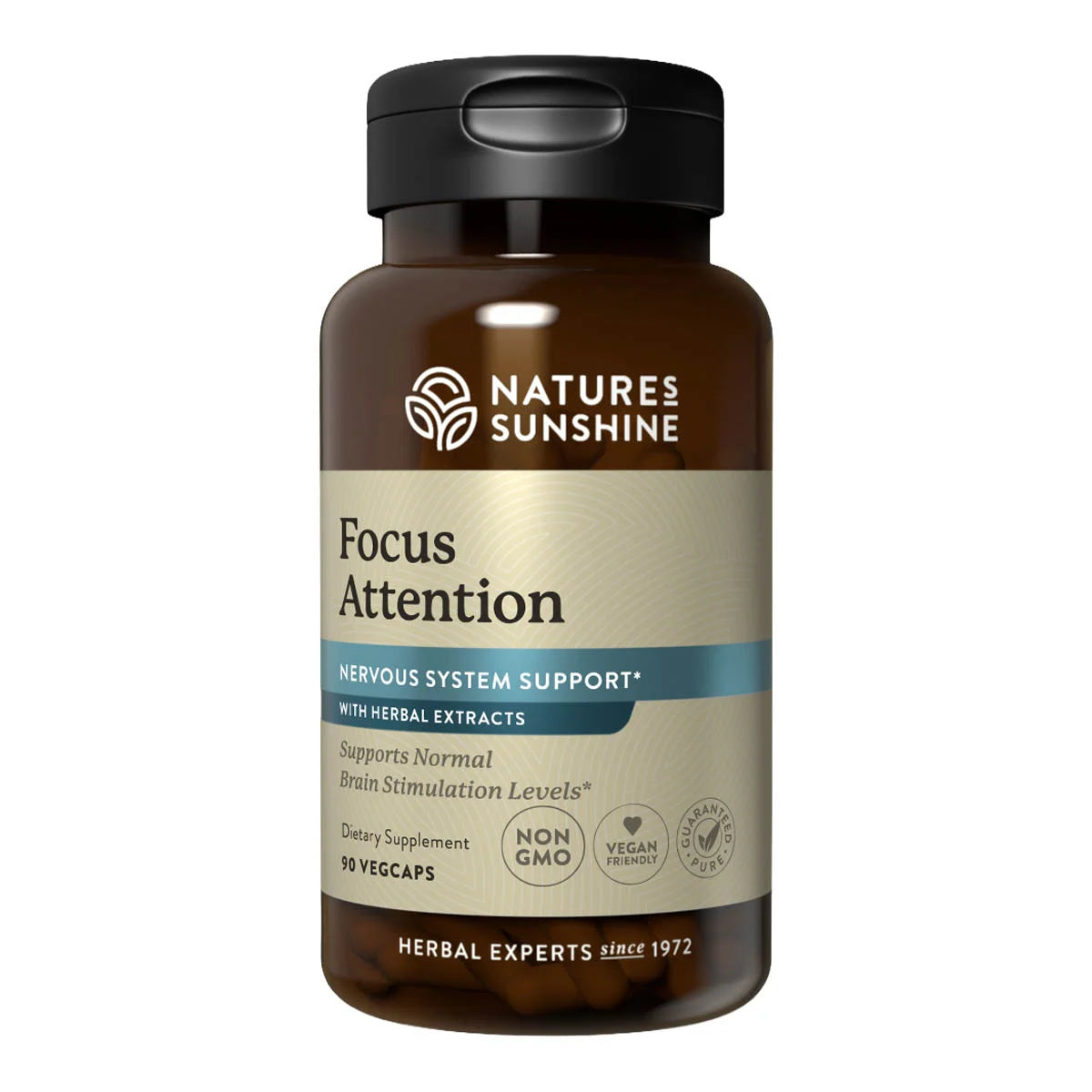 Nature's Sunshine Focus Attention supplement bottle on a white background