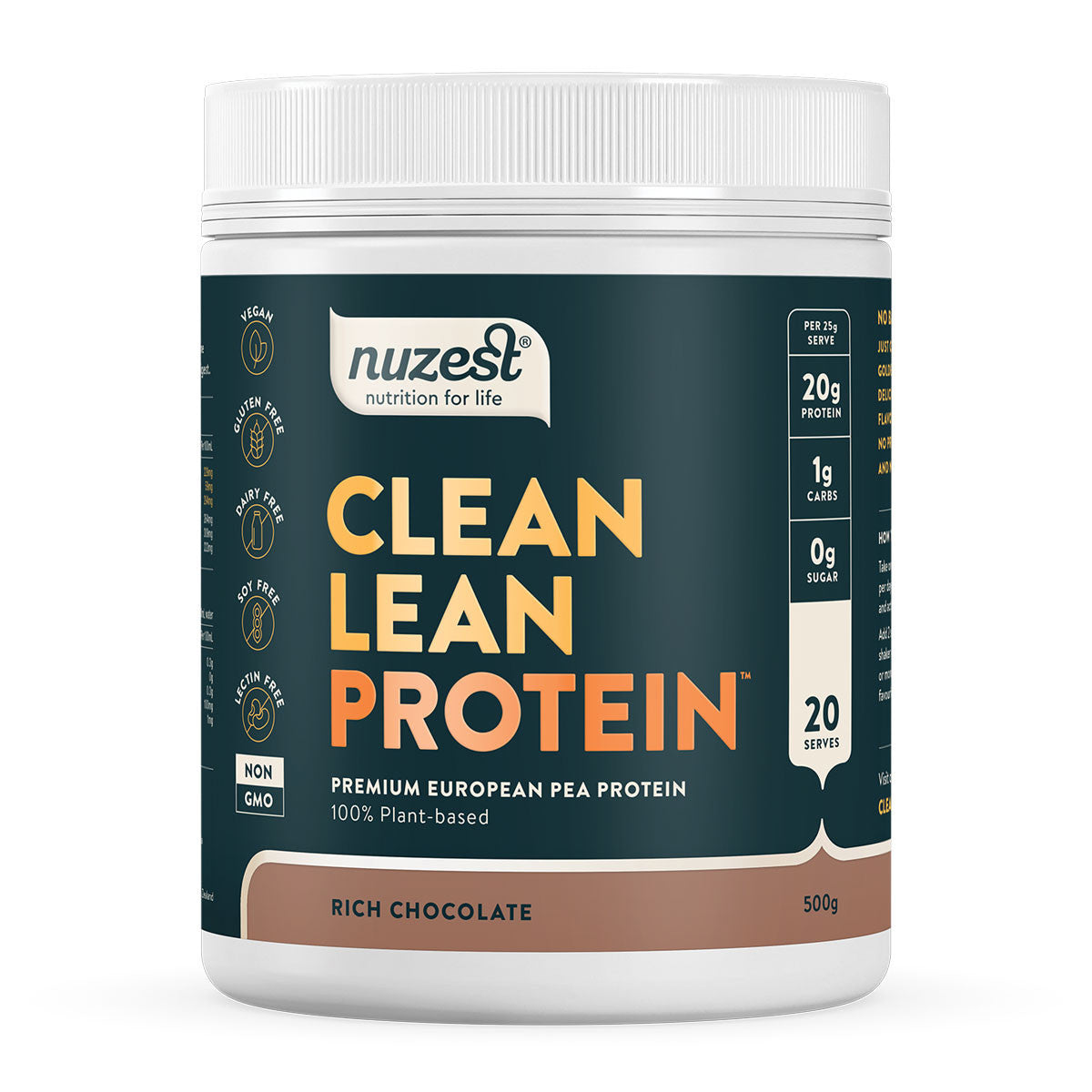 Nuzest Clean Lean Protein container with a white background.