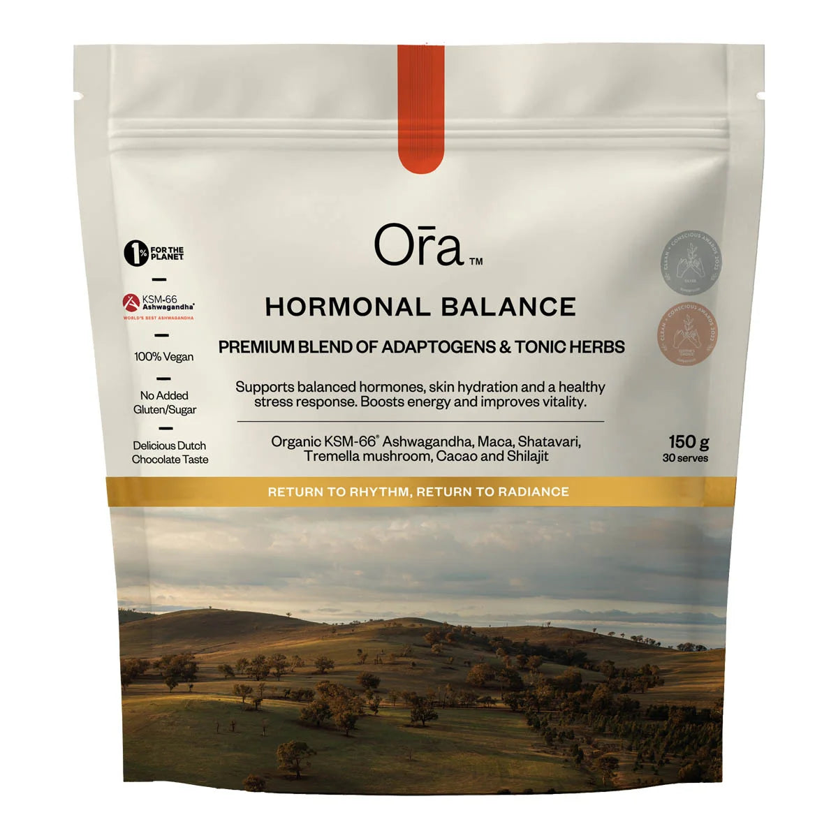 150g pouch of Ora Hormonal Balance - premium blend of adaptogens & tonic herbs.