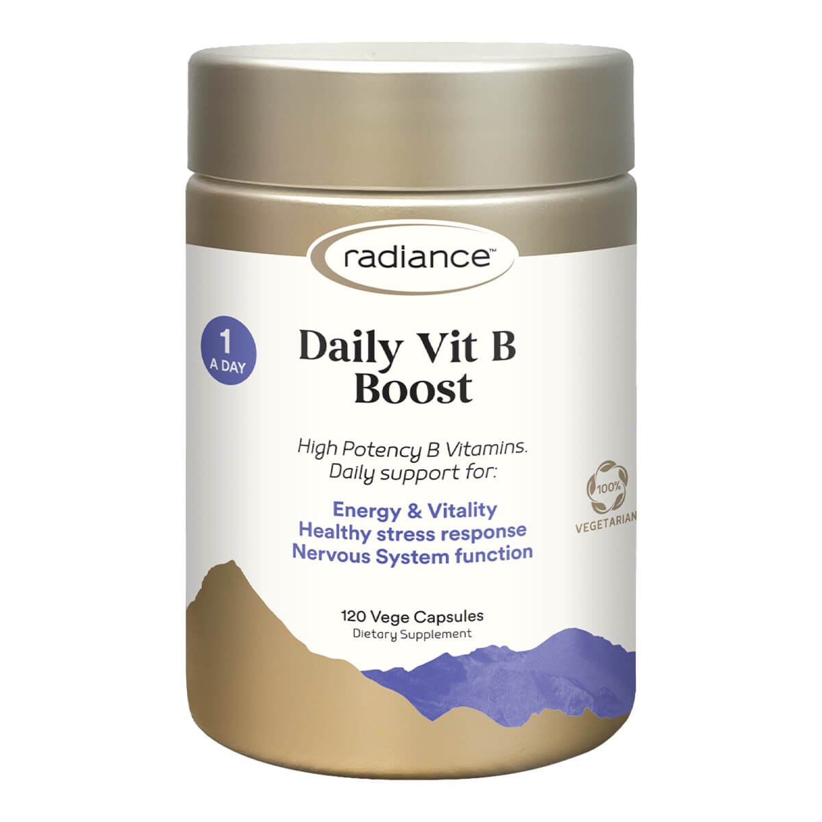 Radiance Daily Vit B Boost supplement container on a white background