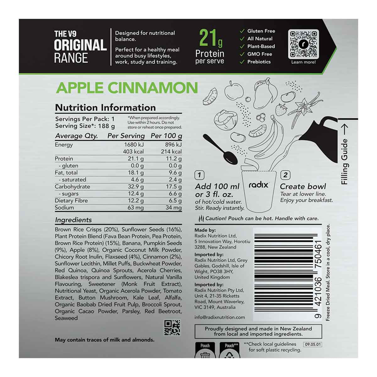 Radix Nutrition Apple Cinnamon Breakfast Original Range 400kcal _2
