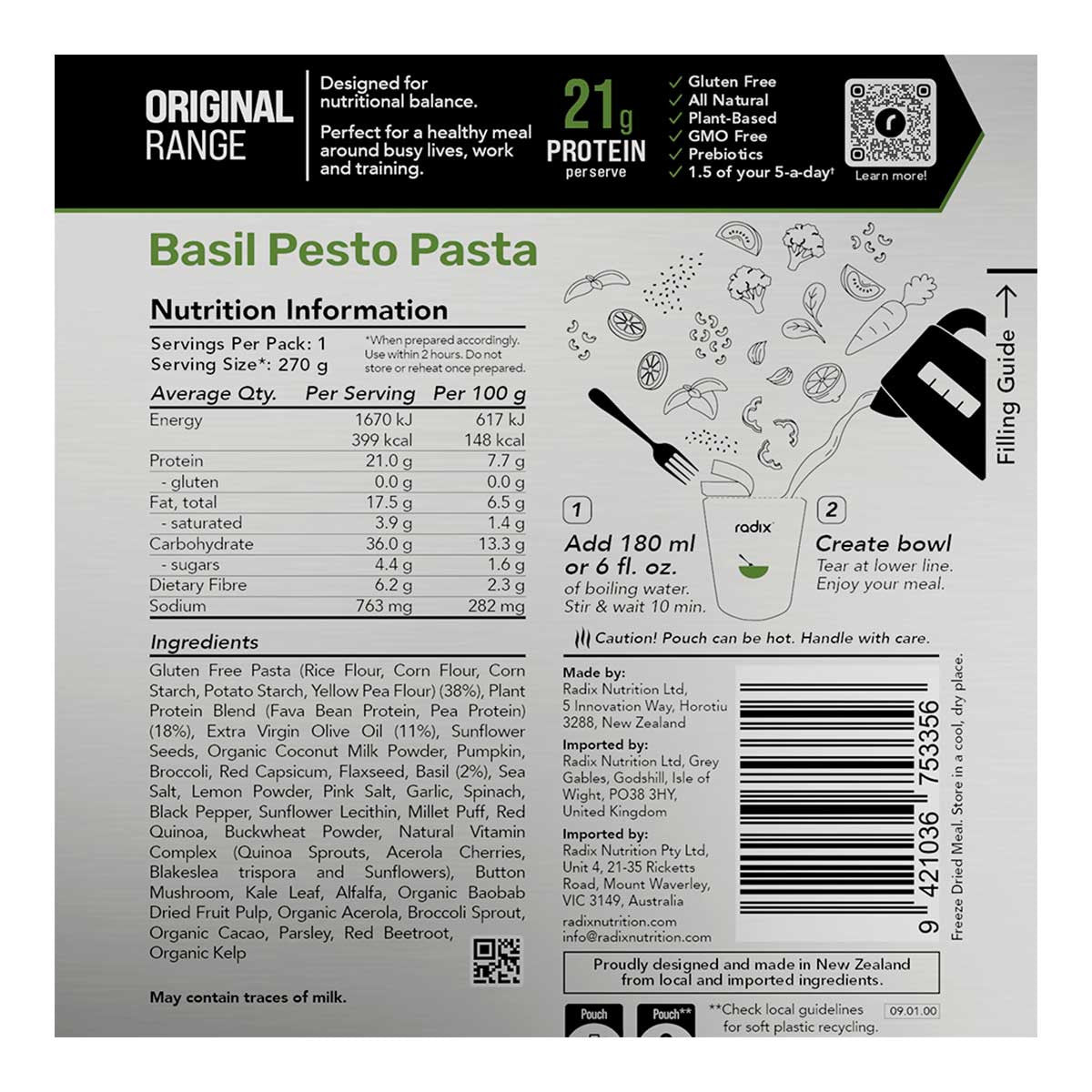 Radix Nutrition Basil Pesto Meal Original Range 400kcal _2