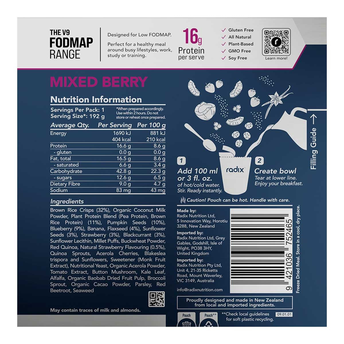 Radix Nutrition Mixed Berry Breakfast FODMAP Range 400kcal _2