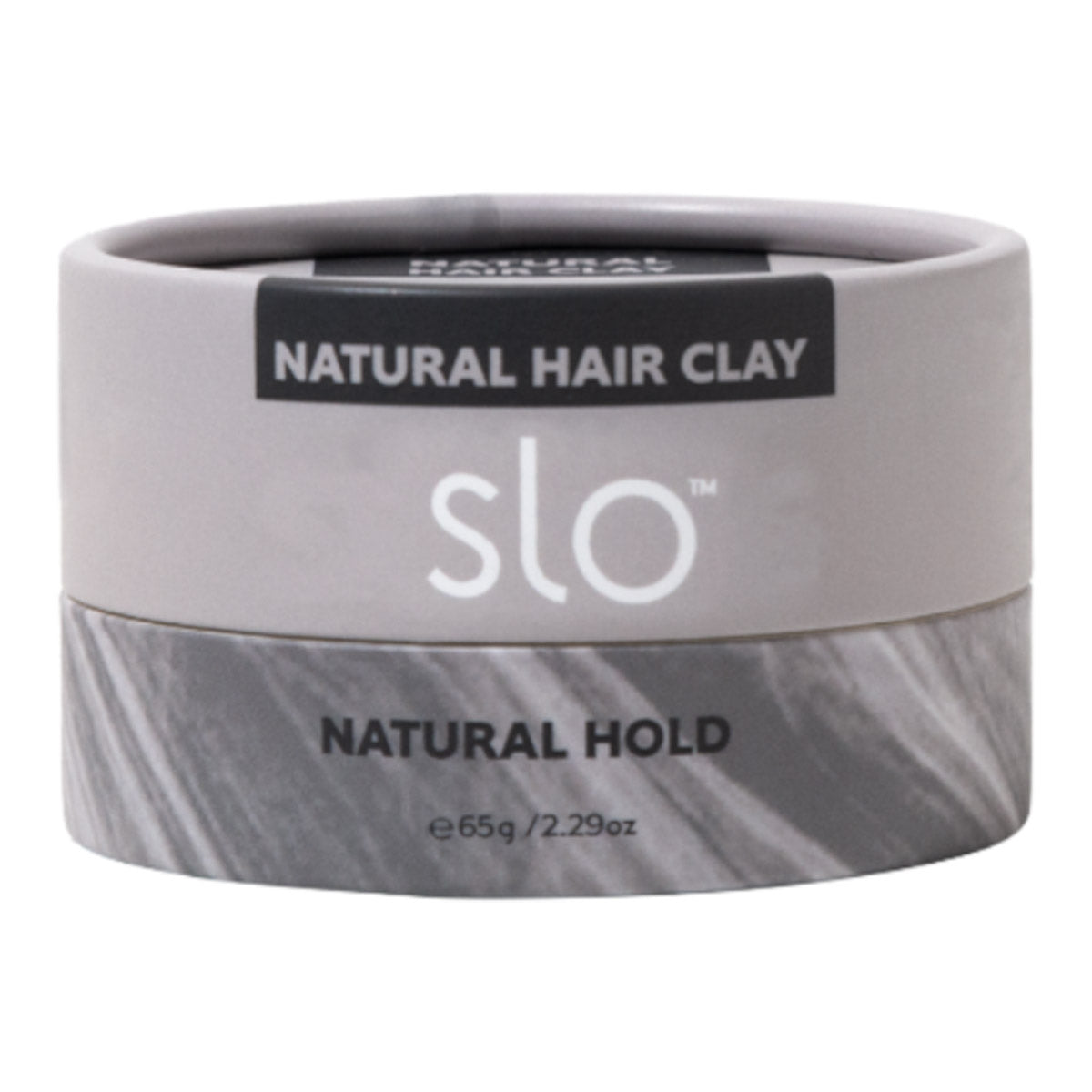 Jar of natural hair clay with 'slo' branding on a white background