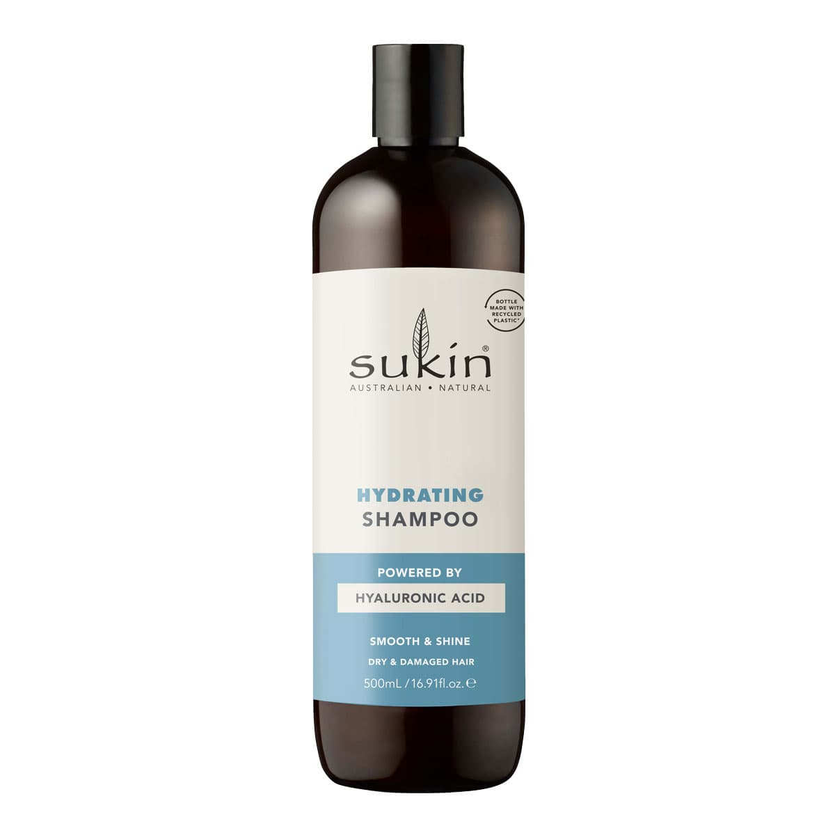 Sukin hydrating shampoo bottle on a white background.