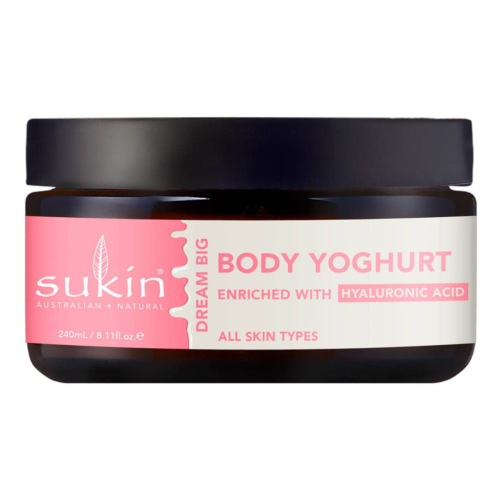 Jar of Sukin Body Yoghurt on a white background.