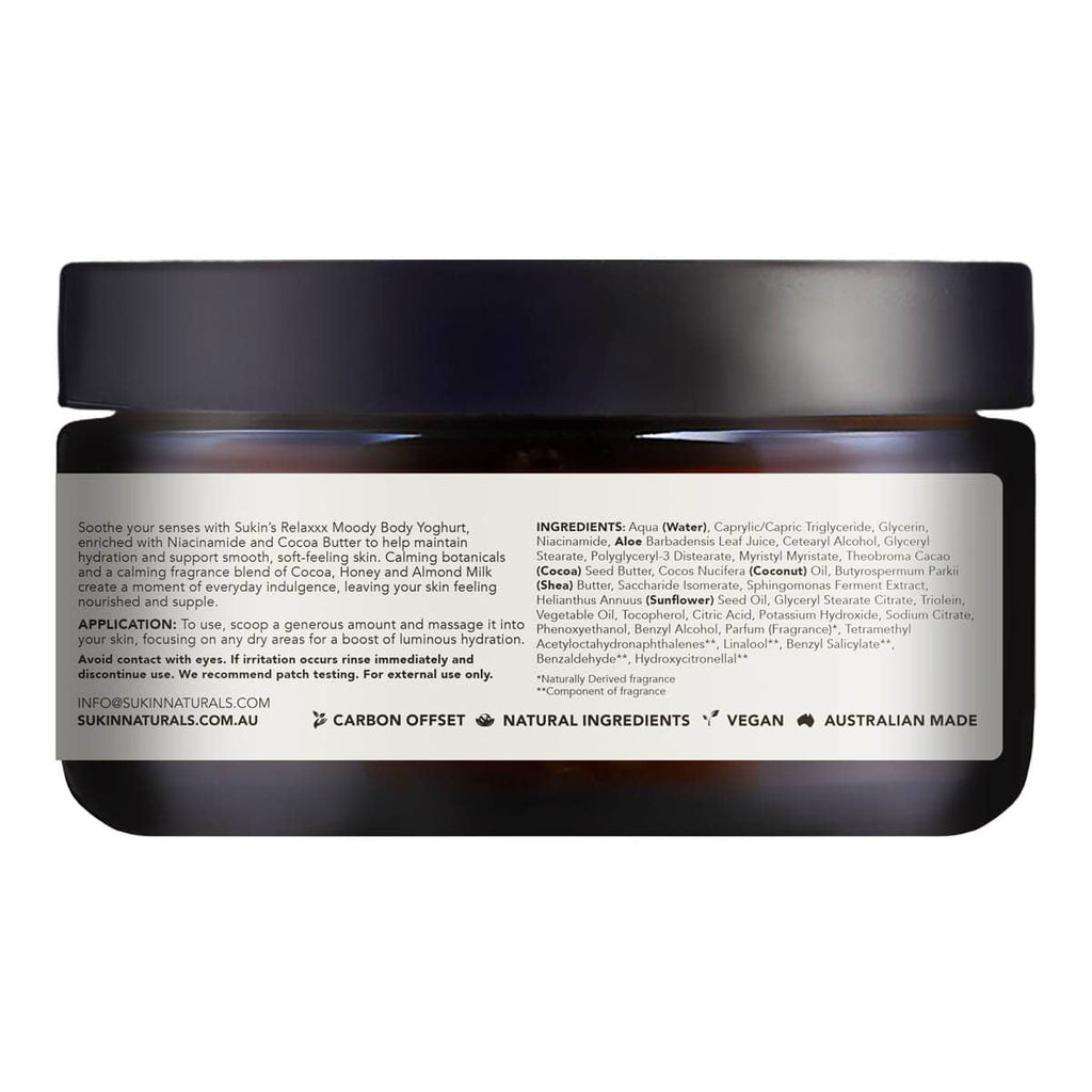 Jar of body product with label on a white background.