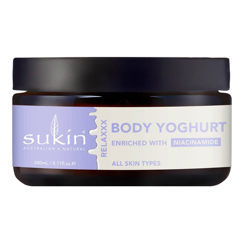 Jar of Sukin Body Yoghurt on a white background.