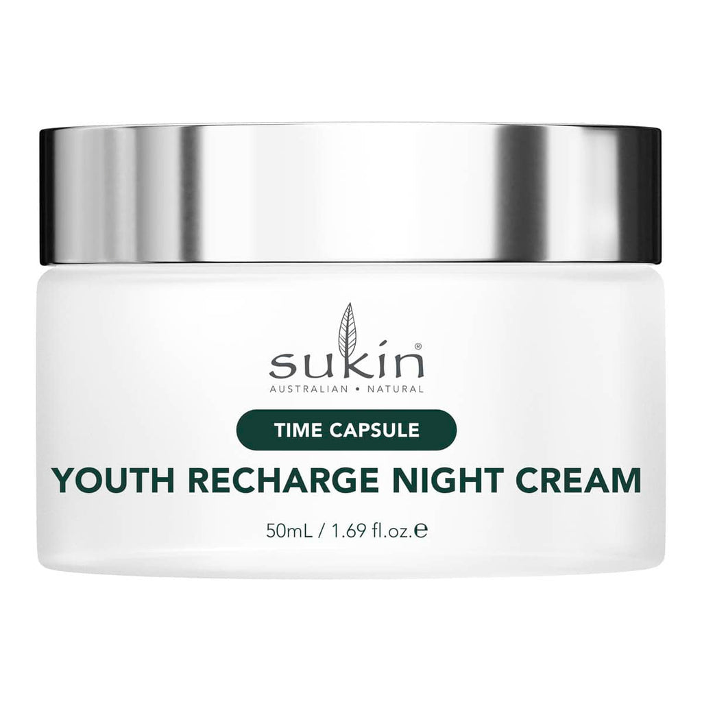 Sukin Youth Recharge Night Cream jar on a white background.