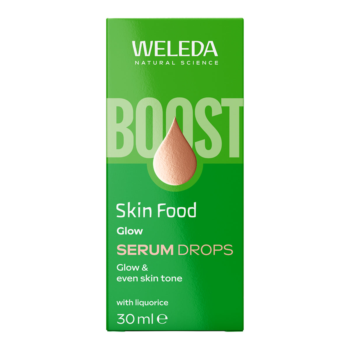 Weleda Skin Food Serum Drops packaging on a white background.